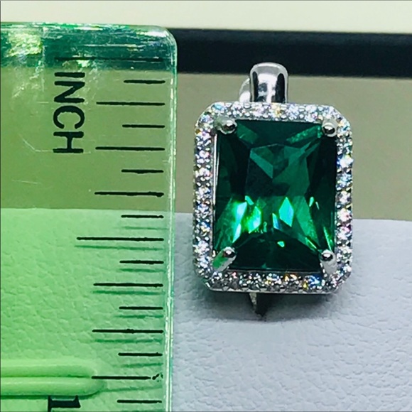 Emerald Sterling Silver Earrings - Picture 7 of 7